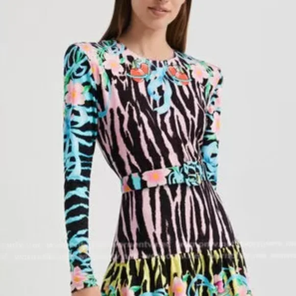 Desigual Multicolor Floral Print Dress - Black, Yellow, Pink, Blue, Green - Picture 1 of 6